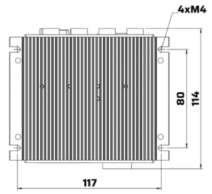 Aufsicht von oben ampyr LED-M 4C-30/40 (4-Kanal) Abmessungen in mm